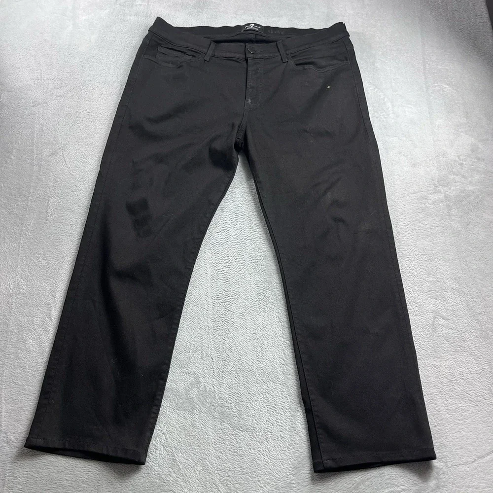 7 For All Mankind Jeans Mens 36x26 Black Slimmy Luxe Sport Stretch Straight